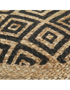 Pouf Lavorato a Mano Nero 45x30 cm in Juta