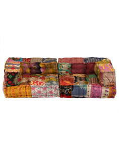 Pouf Modulare a 2 Posti in Tessuto Patchwork