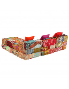 Pouf Modulare a 3 Posti in Tessuto Patchwork