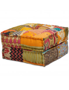 Pouf Modulare a 4 Posti in Tessuto Patchwork