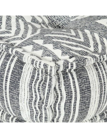Pouf Modulare in Tessuto Grigio a Strisce