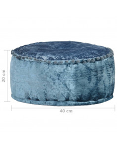 Pouf Rotondo in Velluto 40x20 cm Blu
