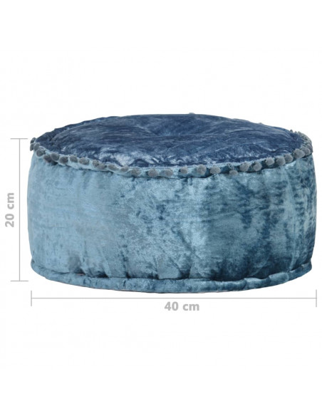 Pouf Rotondo in Velluto 40x20 cm Blu