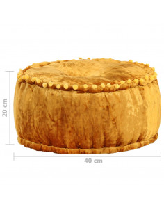 Pouf Rotondo in Velluto 40x20 cm Senape