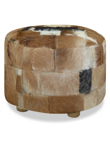 Pouf Rotondo in Vera Pelle 50x50x45 cm