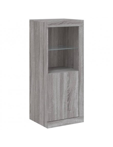 Credenze con Luci LED 3 pz Grigio Sonoma in Legno Multistrato