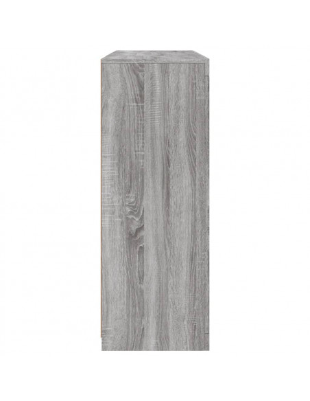 Credenze con Luci LED 3 pz Grigio Sonoma in Legno Multistrato