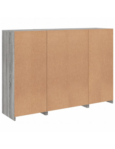 Credenze con Luci LED 3 pz Grigio Sonoma in Legno Multistrato