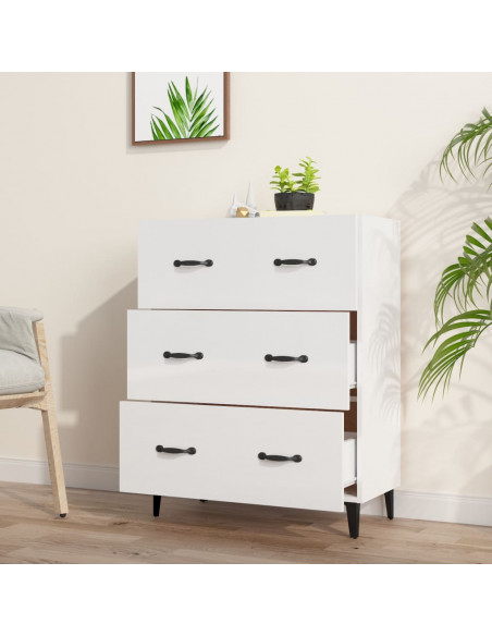 Credenza 69,5x34x90 cm in Legno Multistrato Bianco Lucido