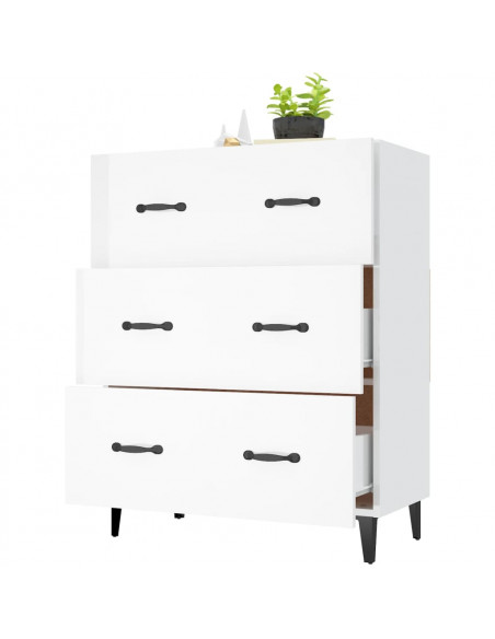 Credenza 69,5x34x90 cm in Legno Multistrato Bianco Lucido