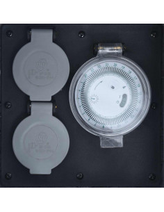 Presa da Esterno 2 Spine con Timer in Poliresina Grigia