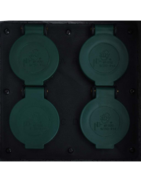 Presa da Esterno 4 Spine Resistente all'Acqua Poliresina Grigia