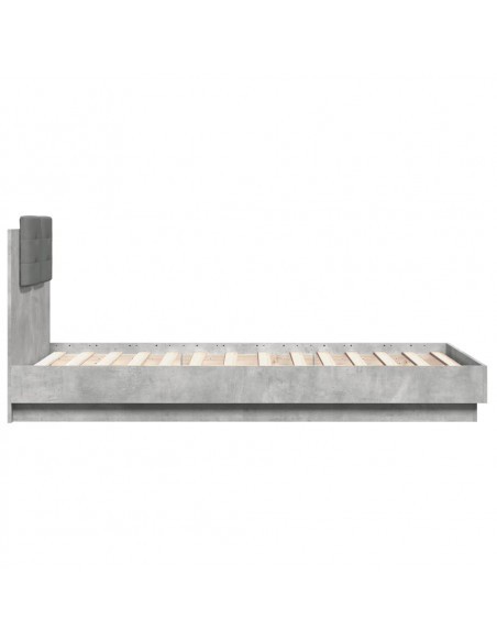 Giroletto con Testiera e LED Grigio Cemento 75x190 cm