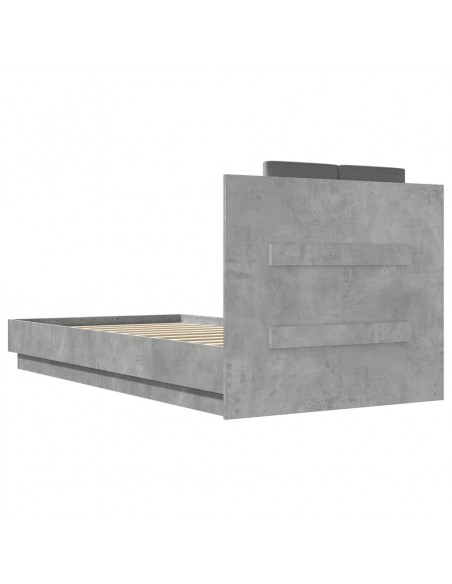 Giroletto con Testiera e LED Grigio Cemento 75x190 cm