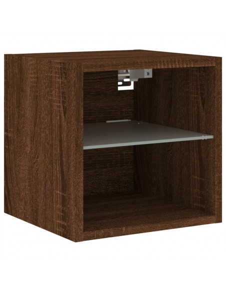 Mobile TV a Parete con Luci LED Rovere Marrone 30x28,5x30 cm