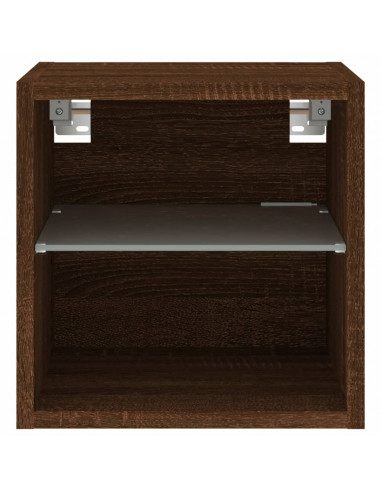 Mobile TV a Parete con Luci LED Rovere Marrone 30x28,5x30 cm