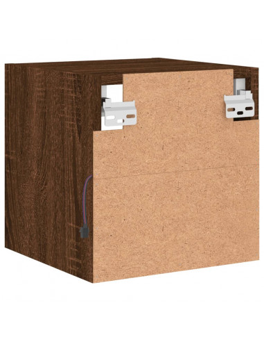 Mobile TV a Parete con Luci LED Rovere Marrone 30x28,5x30 cm