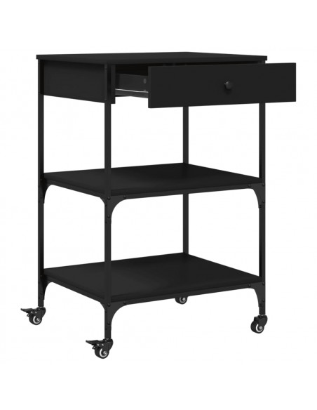 Carrello da Cucina Nero 60x48x89,5 cm in Legno Multistrato