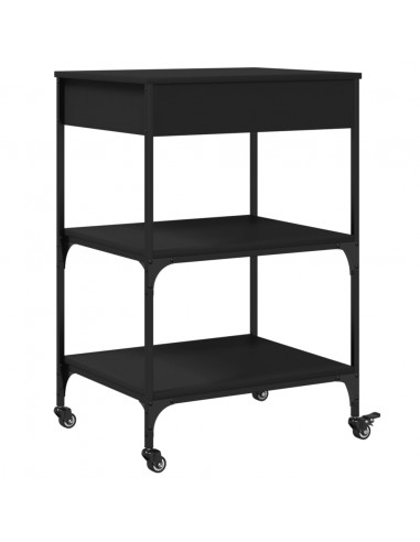 Carrello da Cucina Nero 60x48x89,5 cm in Legno Multistrato