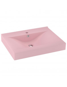 Lavandino con Foro Rubinetto Rosa Opaco 60x46 cm in Ceramica 2
