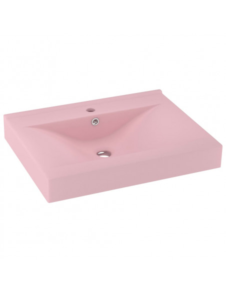 Lavandino con Foro Rubinetto Rosa Opaco 60x46 cm in Ceramica