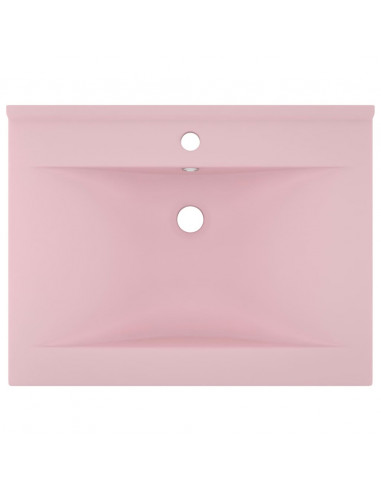 Lavandino con Foro Rubinetto Rosa Opaco 60x46 cm in Ceramica