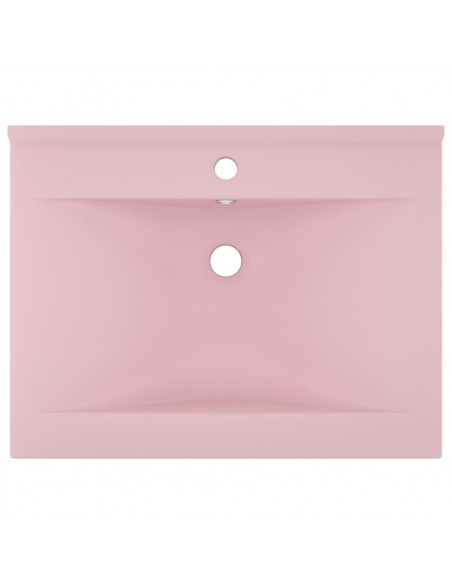 Lavandino con Foro Rubinetto Rosa Opaco 60x46 cm in Ceramica