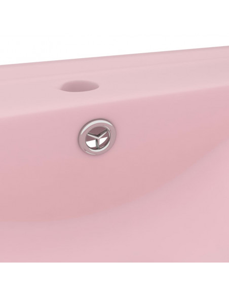 Lavandino con Foro Rubinetto Rosa Opaco 60x46 cm in Ceramica