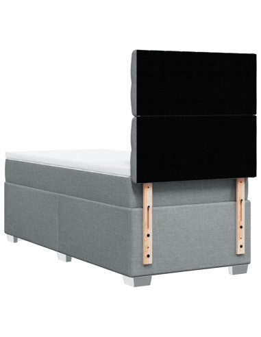 Giroletto a Molle con Materasso Grigio Chiaro 90x190 cm Tessuto