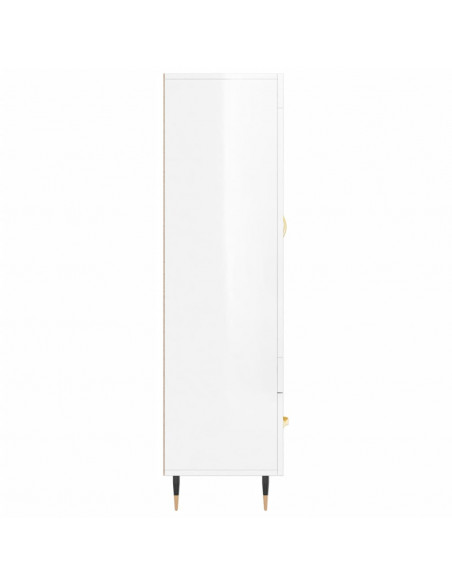 Credenza Bianco Lucido 69,5x31x115 cm in Legno Multistrato