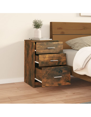 Comodino Rovere Fumo 40x40x63 cm in Legno Multistrato