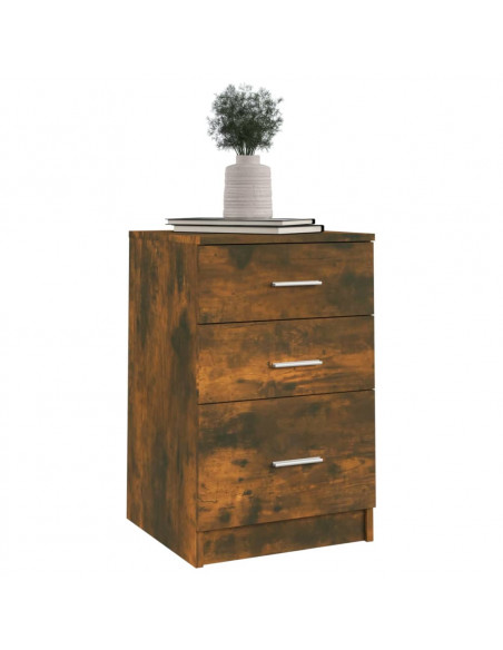 Comodino Rovere Fumo 40x40x63 cm in Legno Multistrato