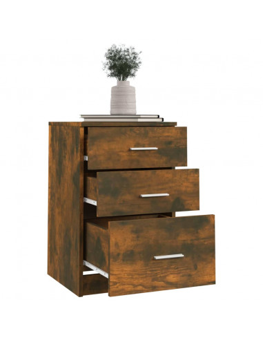 Comodino Rovere Fumo 40x40x63 cm in Legno Multistrato