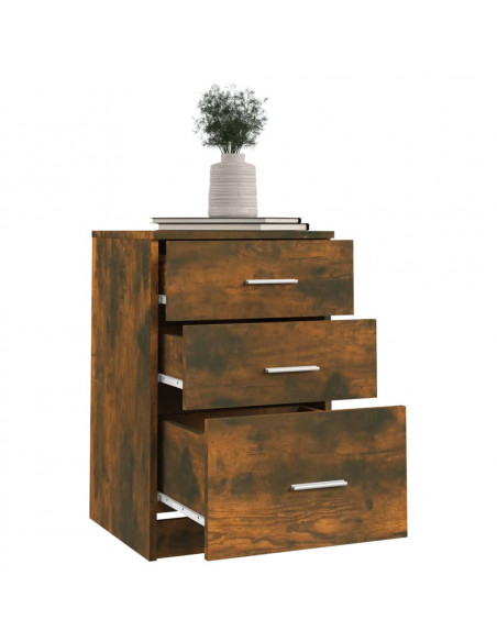 Comodino Rovere Fumo 40x40x63 cm in Legno Multistrato