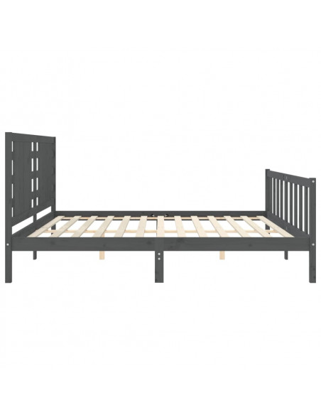 Giroletto con Testiera Grigio 200x200 cm in Legno Massello
