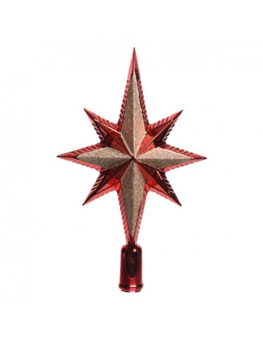 Puntale albero di natale Amicasa 9029099 Stella Lusso Red