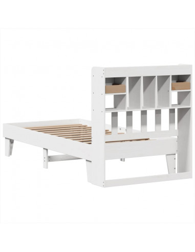 Letto senza Materasso Bianco 90x190 cm in Legno Massello Pino