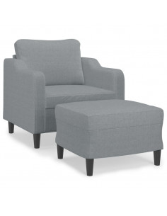 Poltrona con Poggiapiedi Grigio Chiaro 60 cm in Tessuto 2