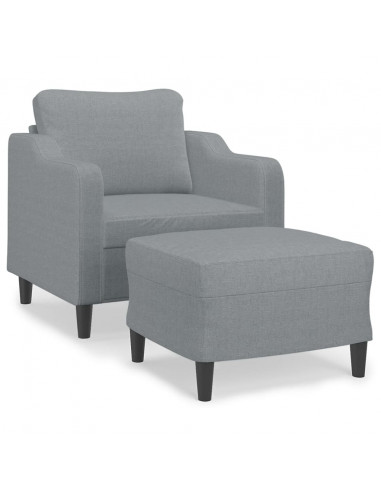 Poltrona con Poggiapiedi Grigio Chiaro 60 cm in Tessuto