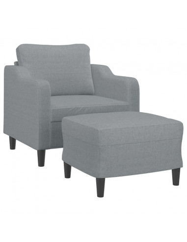 Poltrona con Poggiapiedi Grigio Chiaro 60 cm in Tessuto