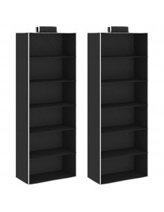 Organizer per Armadio da Appendere 2 pz con 6 Ripiani Tessuto 2