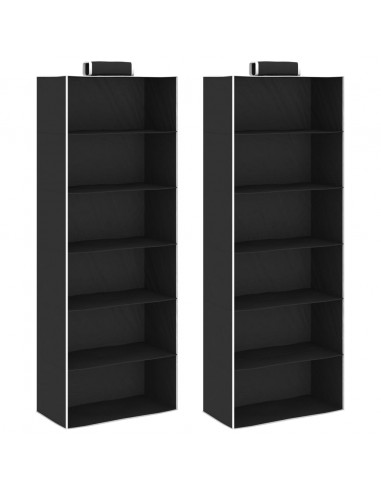 Organizer per Armadio da Appendere 2 pz con 6 Ripiani Tessuto