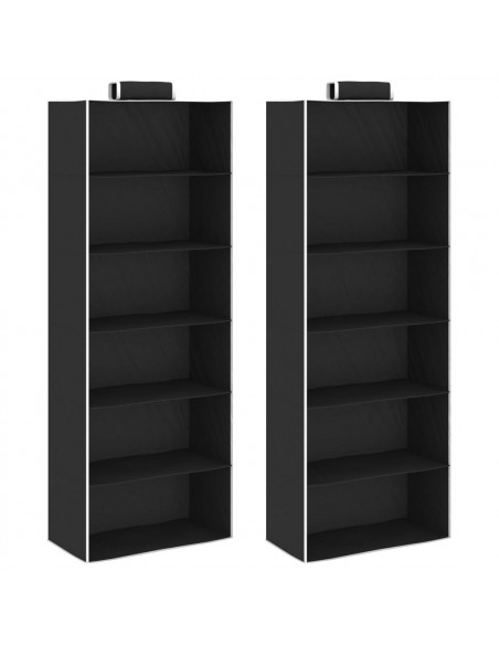 Organizer per Armadio da Appendere 2 pz con 6 Ripiani Tessuto