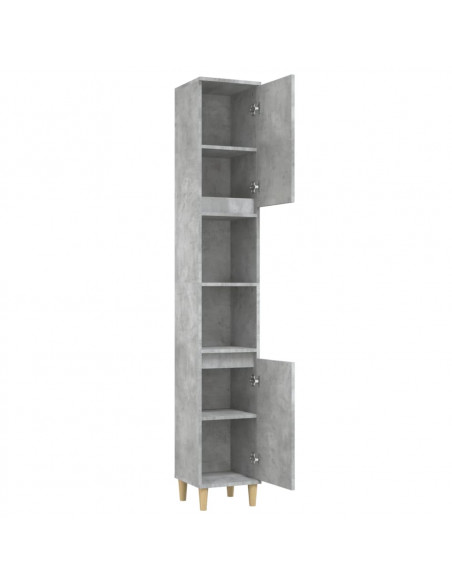 Armadietto Bagno Grigio Cemento 30x30x190 cm Legno Multistrato