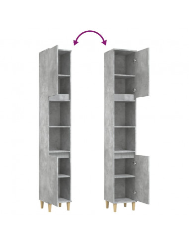 Armadietto Bagno Grigio Cemento 30x30x190 cm Legno Multistrato