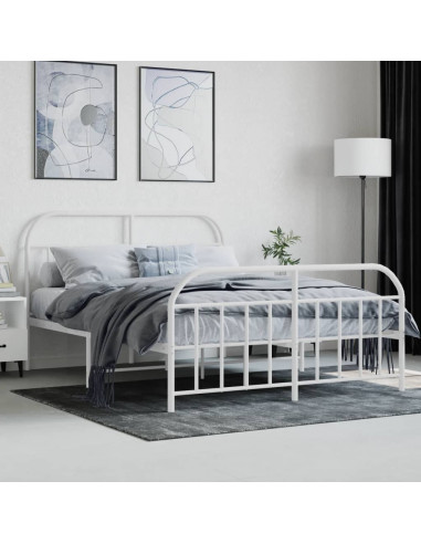 Giroletto con Testiera e Pediera Metallo Bianco 140x200 cm