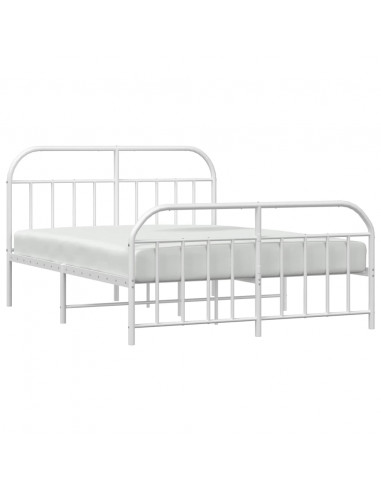 Giroletto con Testiera e Pediera Metallo Bianco 140x200 cm