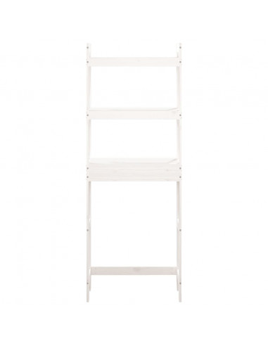 Rastrelliera da Bagno Bianca 63x26x171 cm Legno Massello Pino