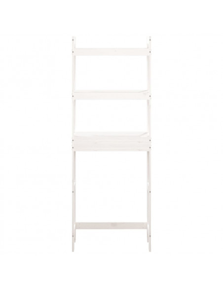 Rastrelliera da Bagno Bianca 63x26x171 cm Legno Massello Pino