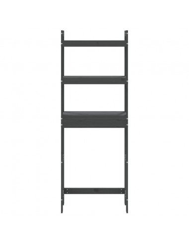 Rastrelliera da Bagno Grigia 63x26x171 cm Legno Massello Pino